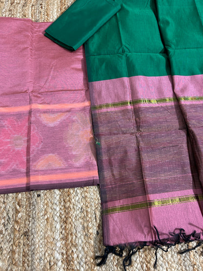 Ikat Cotton Silk Dress Material
