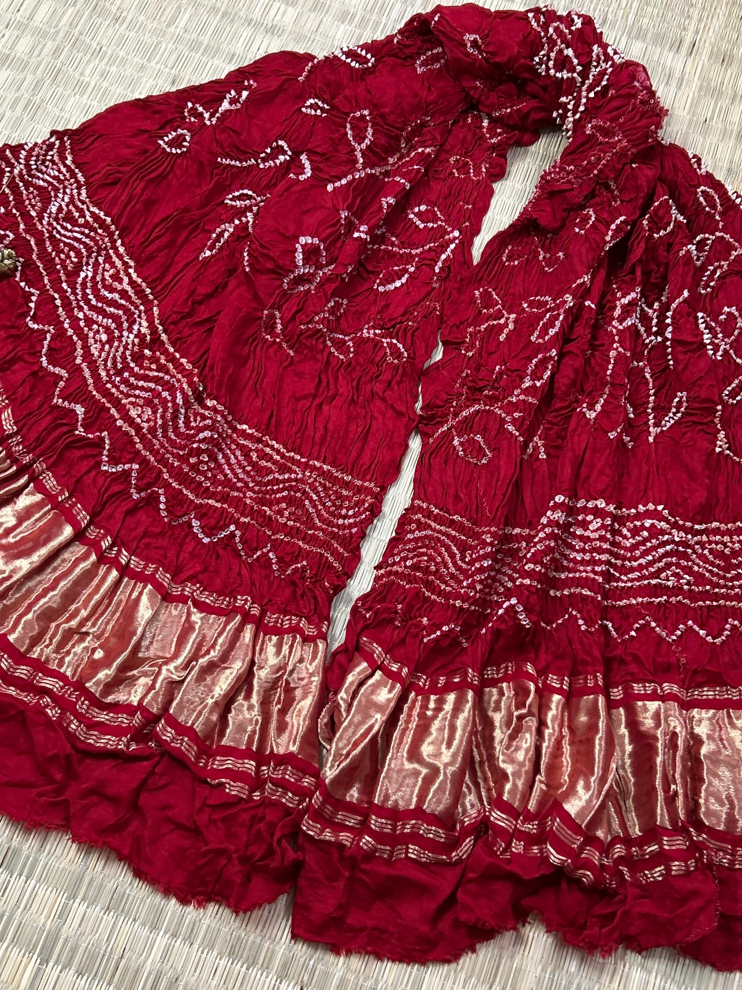 Red Pure Gajji Silk Bandhej Dupatta