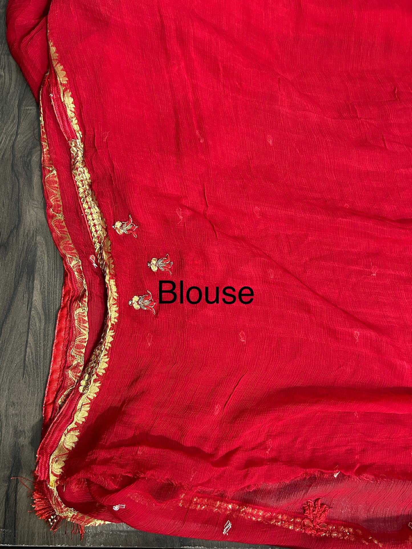 Red Pure chiffon Saree with GotaPatti HandWork