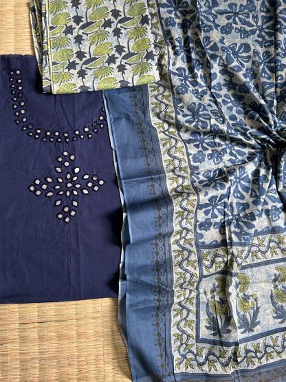 Cotton Mirror Work Dress Material