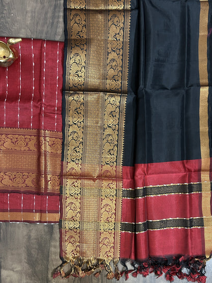 Mangalagiri Silk Dress Material with Kanchi Border
