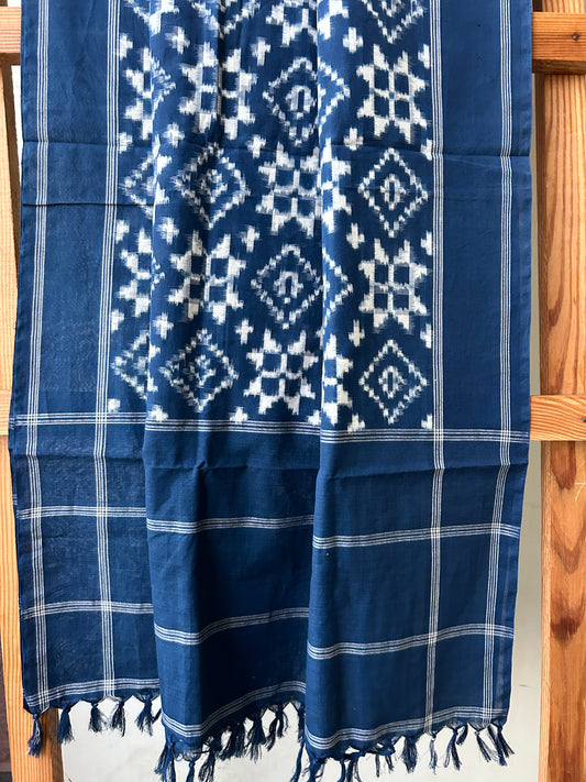 Telia Rumal Ikat Mercerized cotton dupatta