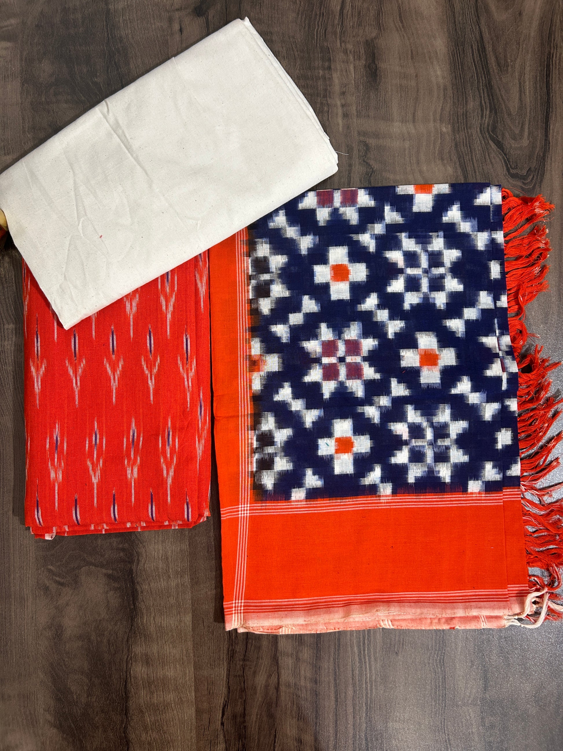 Telia Rumal Double Ikat Cotton Dress Material