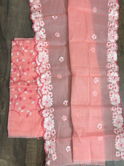 Embroidered Kota Dress Material