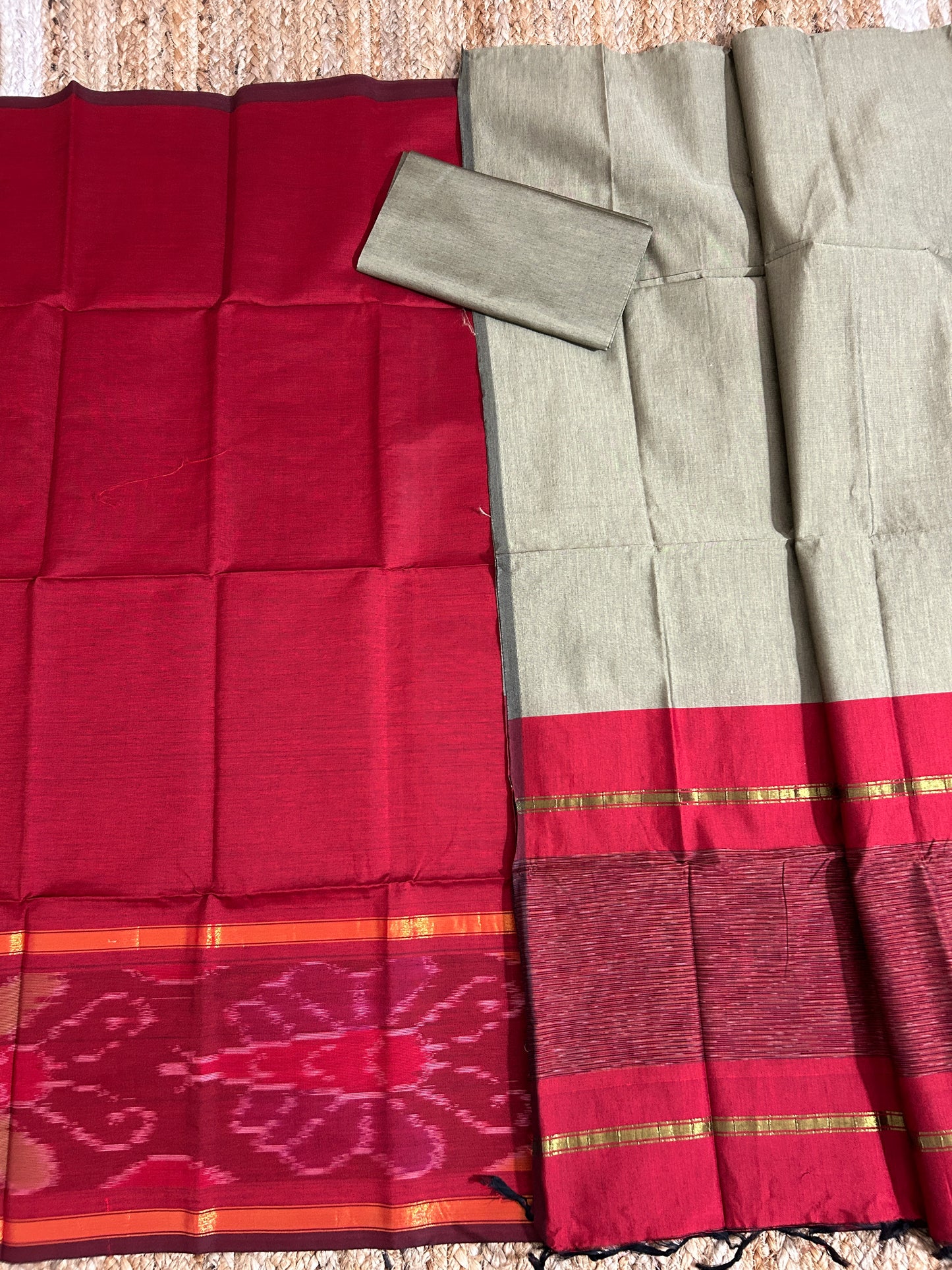 Ikat Cotton Silk Dress Material
