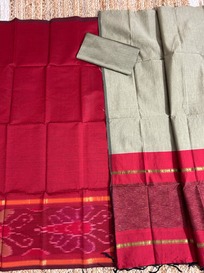 Ikat Cotton Silk Dress Material