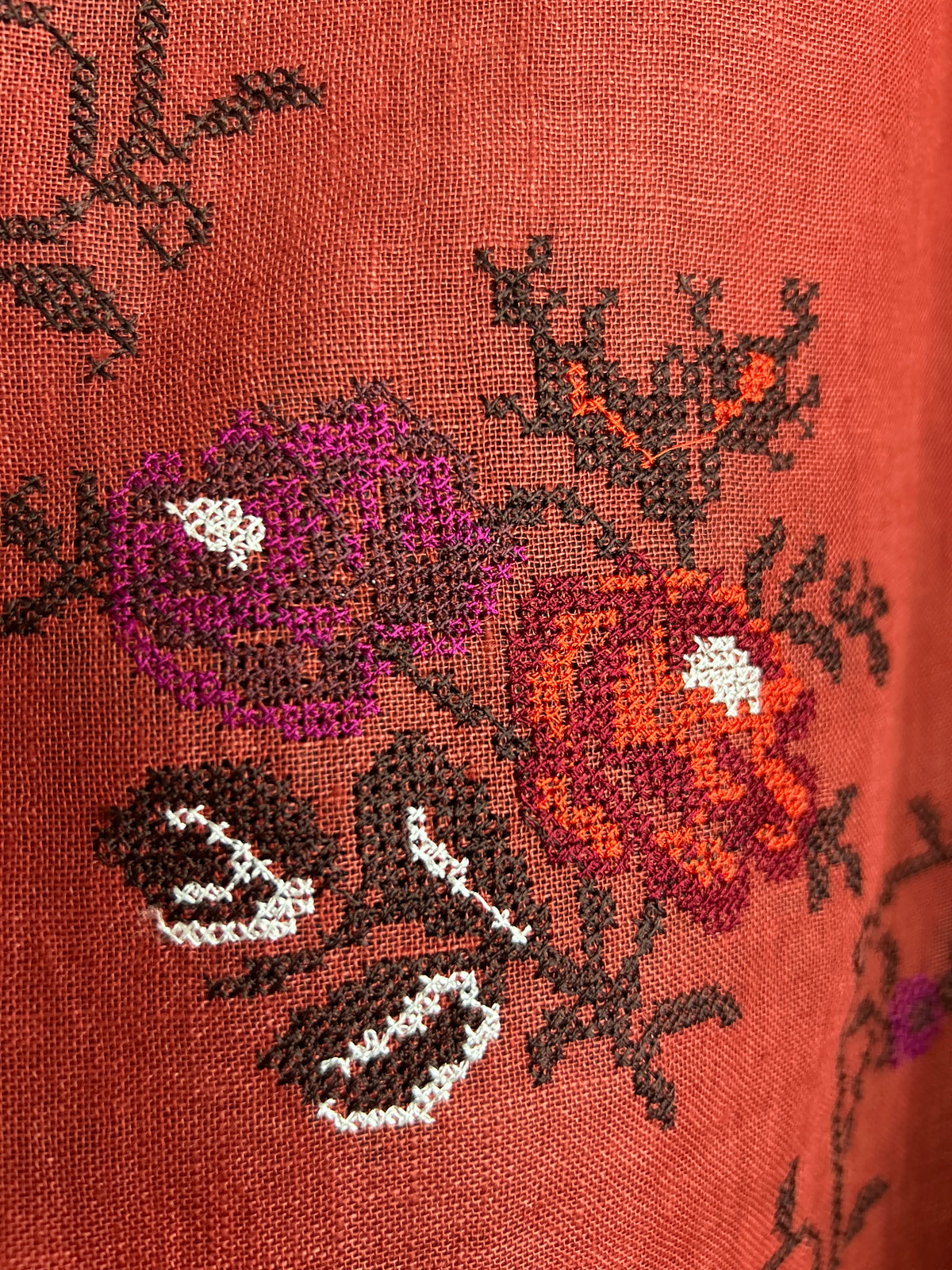Linen Cotton Dress Material with Cross Stitch Embroidery