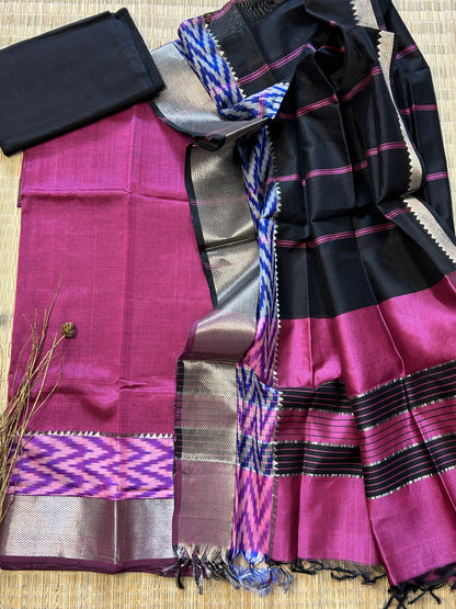 Mangalagiri Silk Dress Material with ikat Border