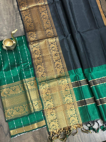 Mangalagiri Silk Dress Material with Kanchi Border