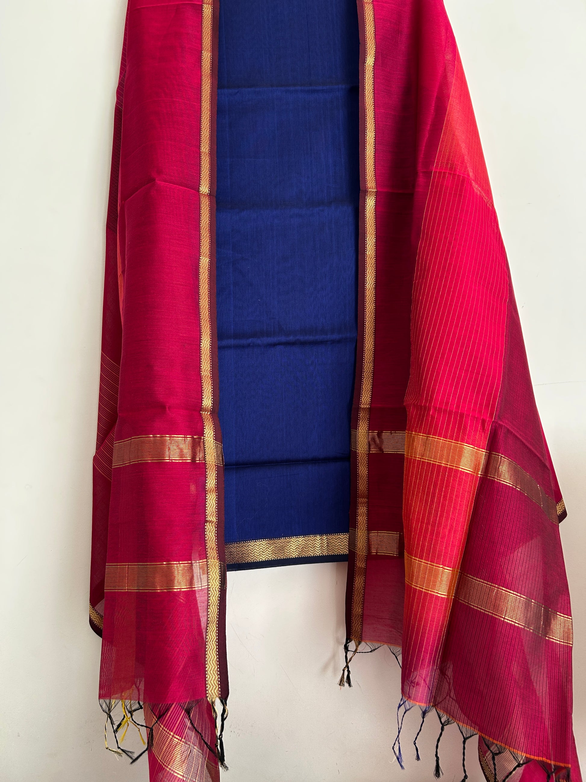 maheshwari silk cotton dress material Handblock Unstitiched Cotton Dress Material with Kota Doria Dupatta