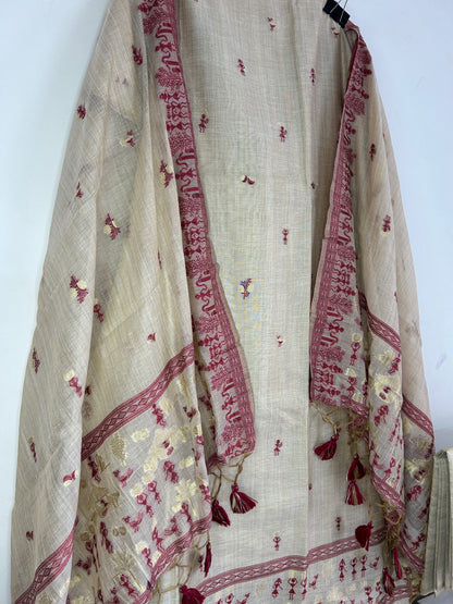 Assam Muga Silk Cotton Hand Woven Dress Material