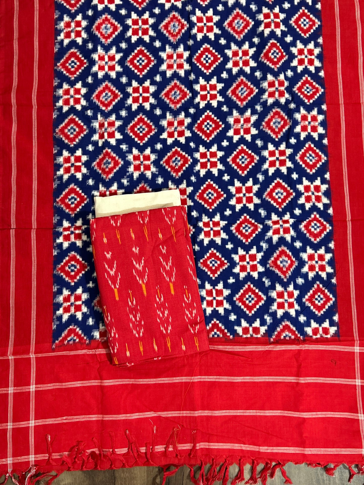 Telia Rumal Double Ikat Cotton Dress Material