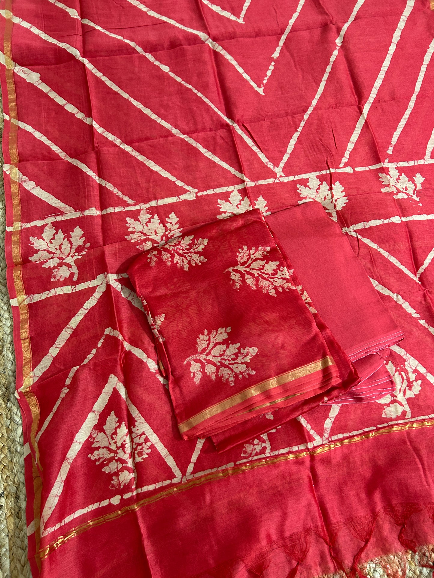 Hand BlockPrint Chanderi Silk Cotton Dress Material