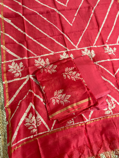 Hand BlockPrint Chanderi Silk Cotton Dress Material