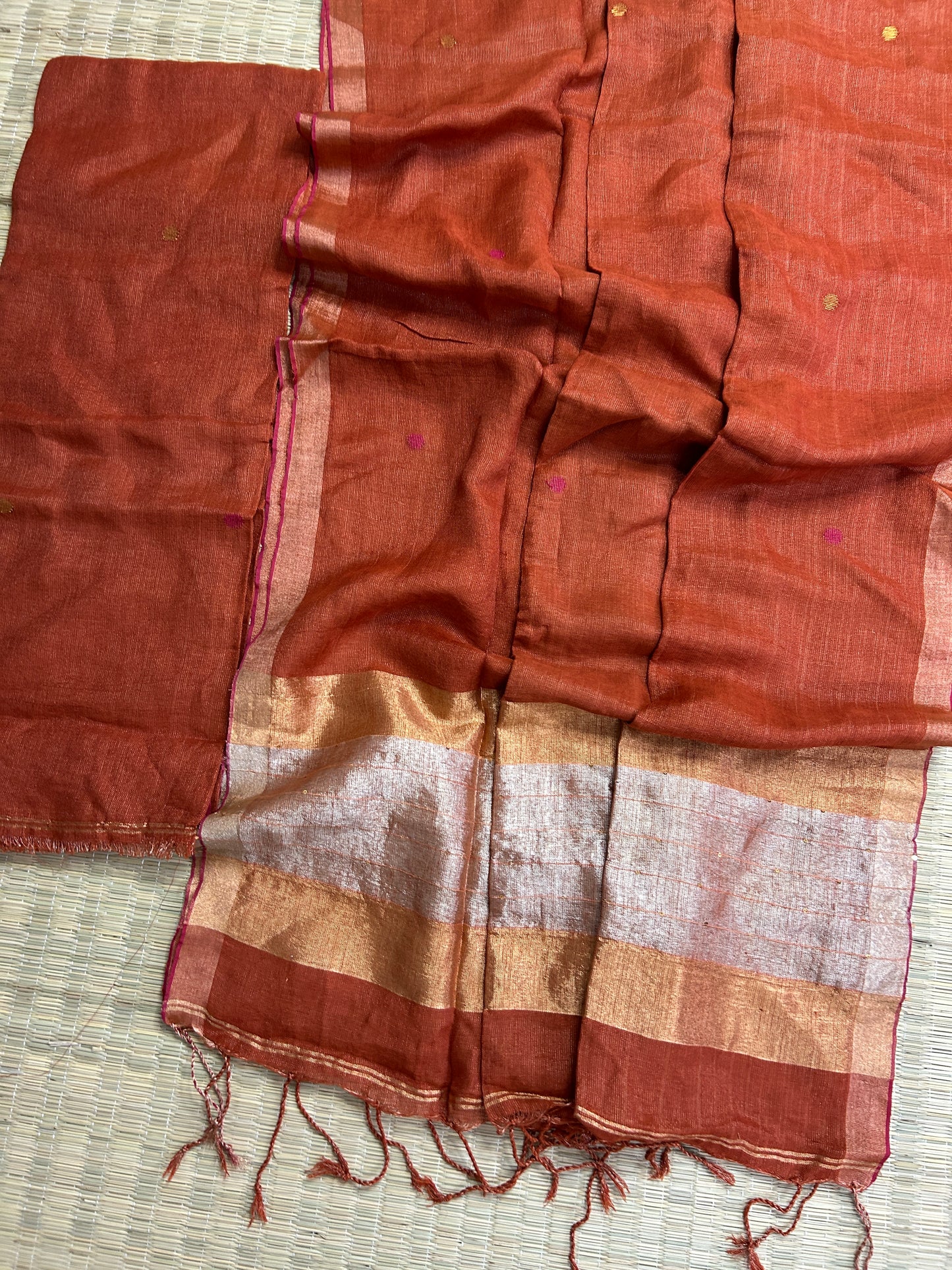 Jamdani Linen Cotton 2 pc Dress Material