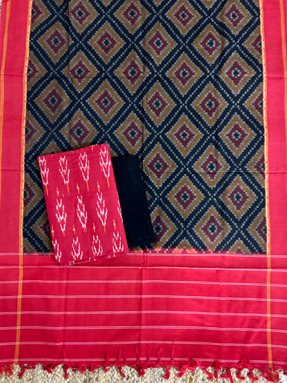 Double Ikat Mercerized Cotton Dress Material