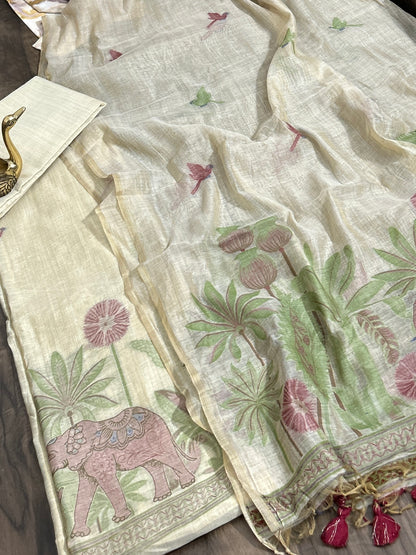 Mal Chanderi Jamdani Dress Material