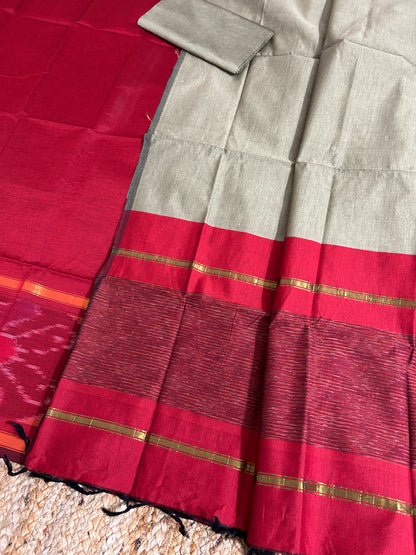 Ikat Cotton Silk Dress Material