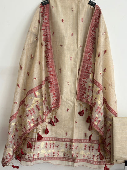 Assam Muga Silk Cotton Hand Woven Dress Material