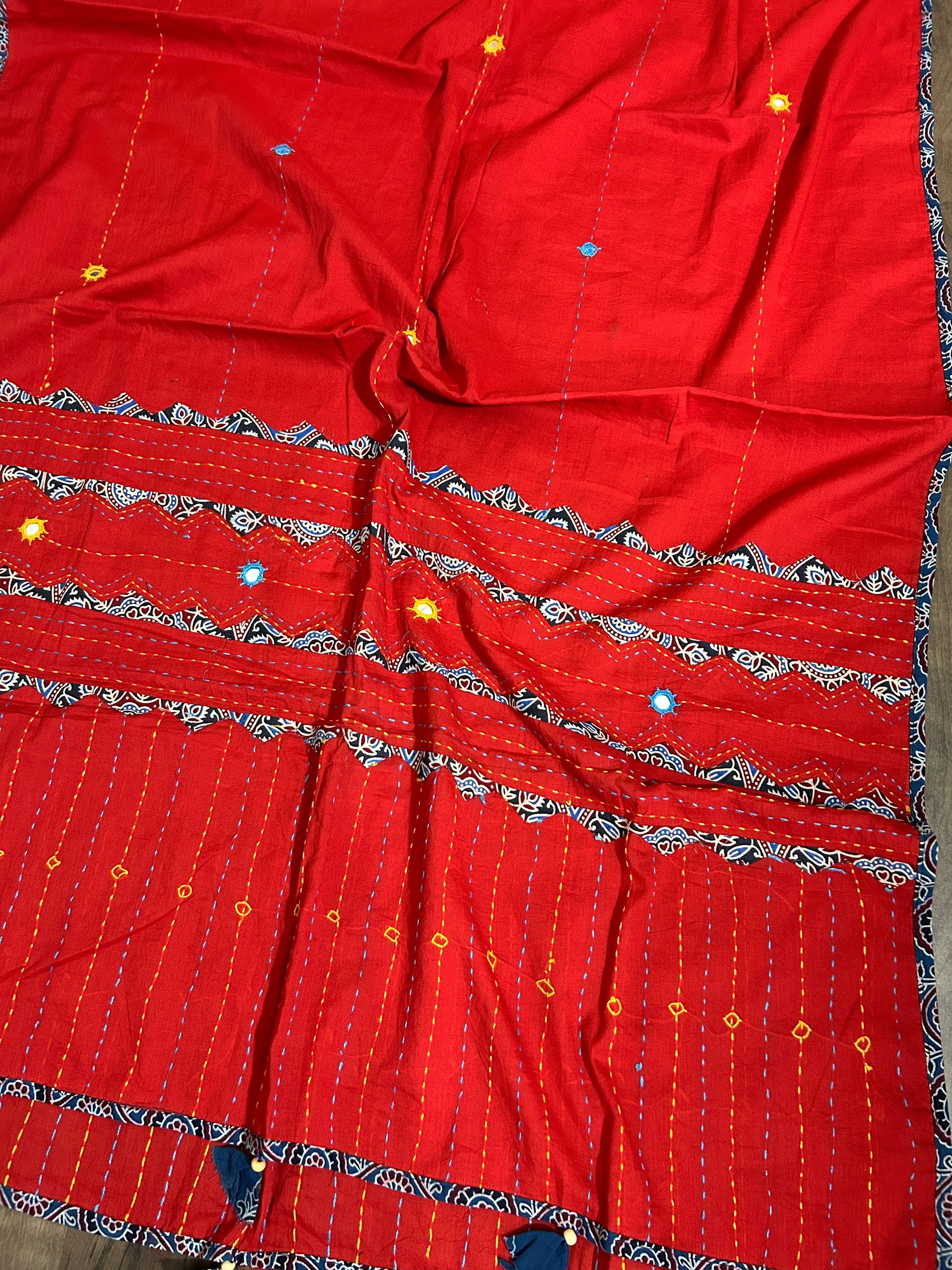 Appliqué and Mirror Work Cotton Dupatta