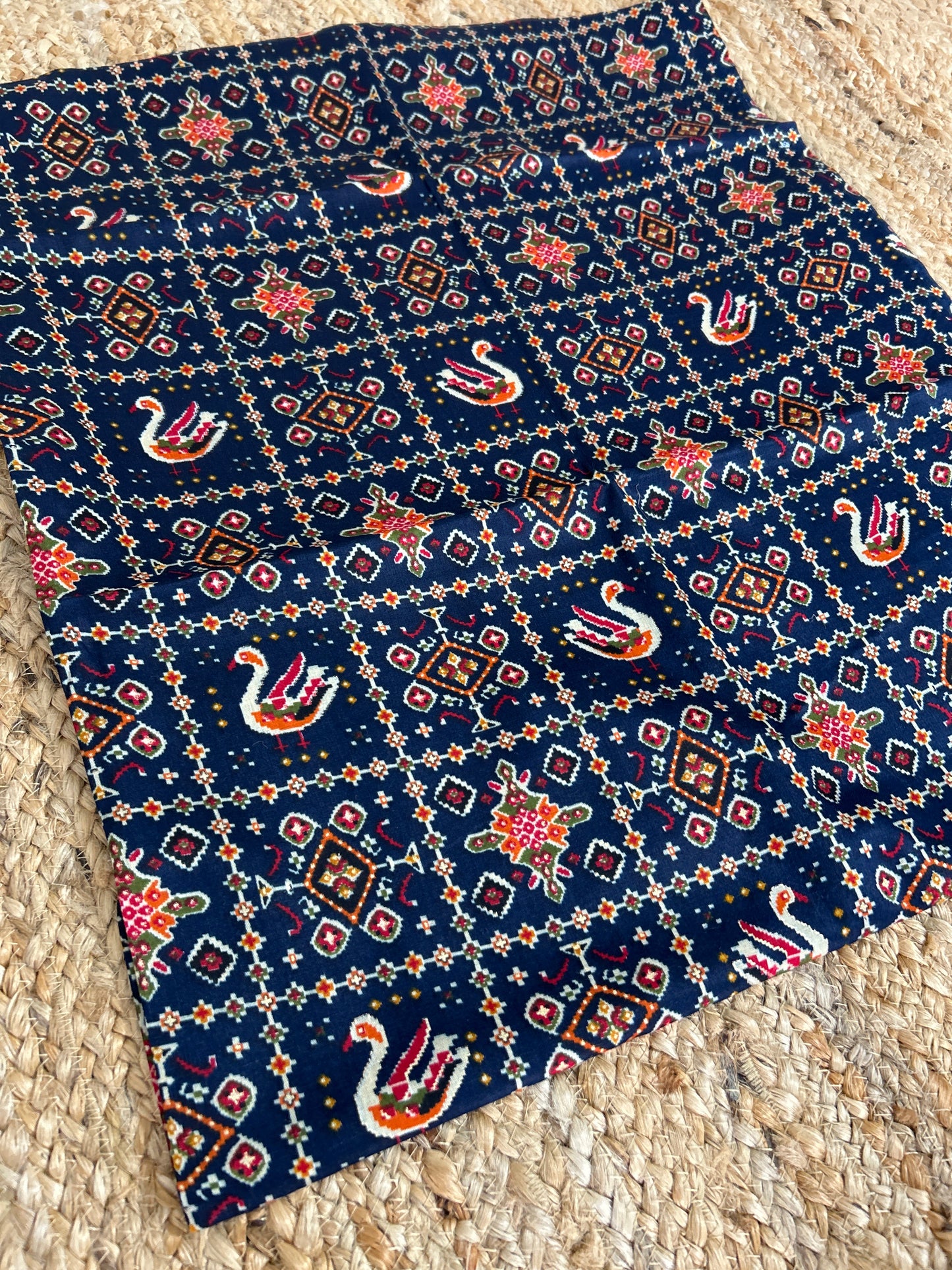 Navy Blue Patola Print Top Material