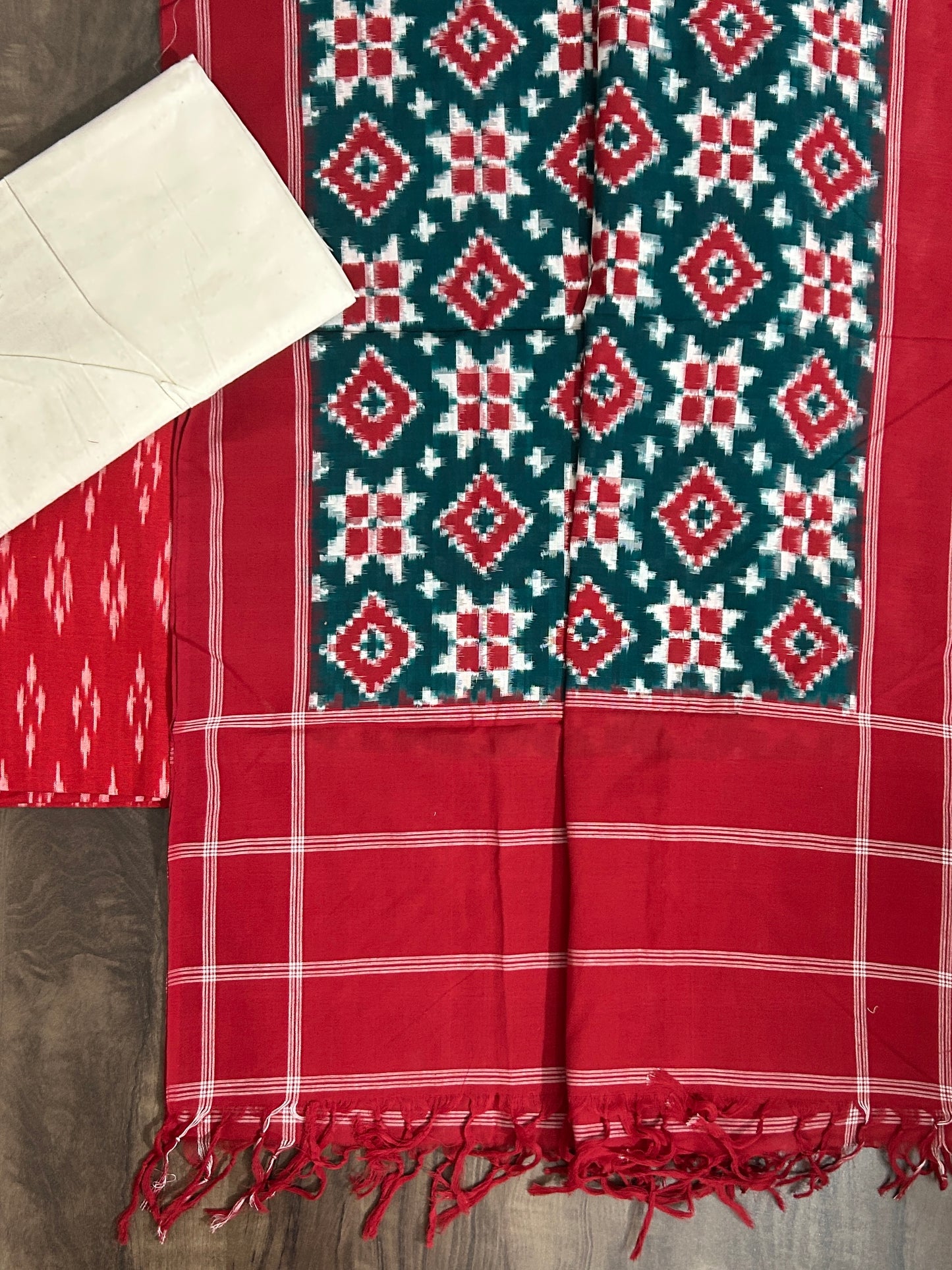 Telia Rumal Double Ikat Cotton Dress Material