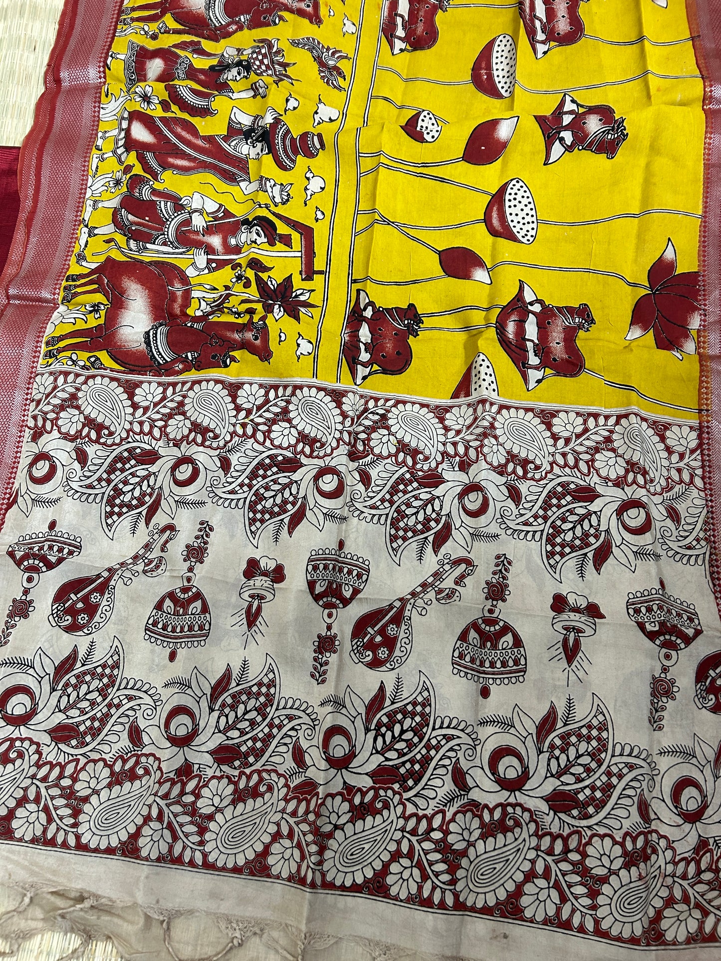 Mangalagiri Silk Dress Material with kanchi Border