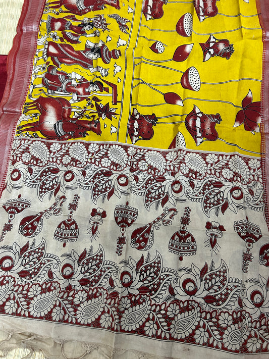 Mangalagiri Silk Dress Material with kanchi Border