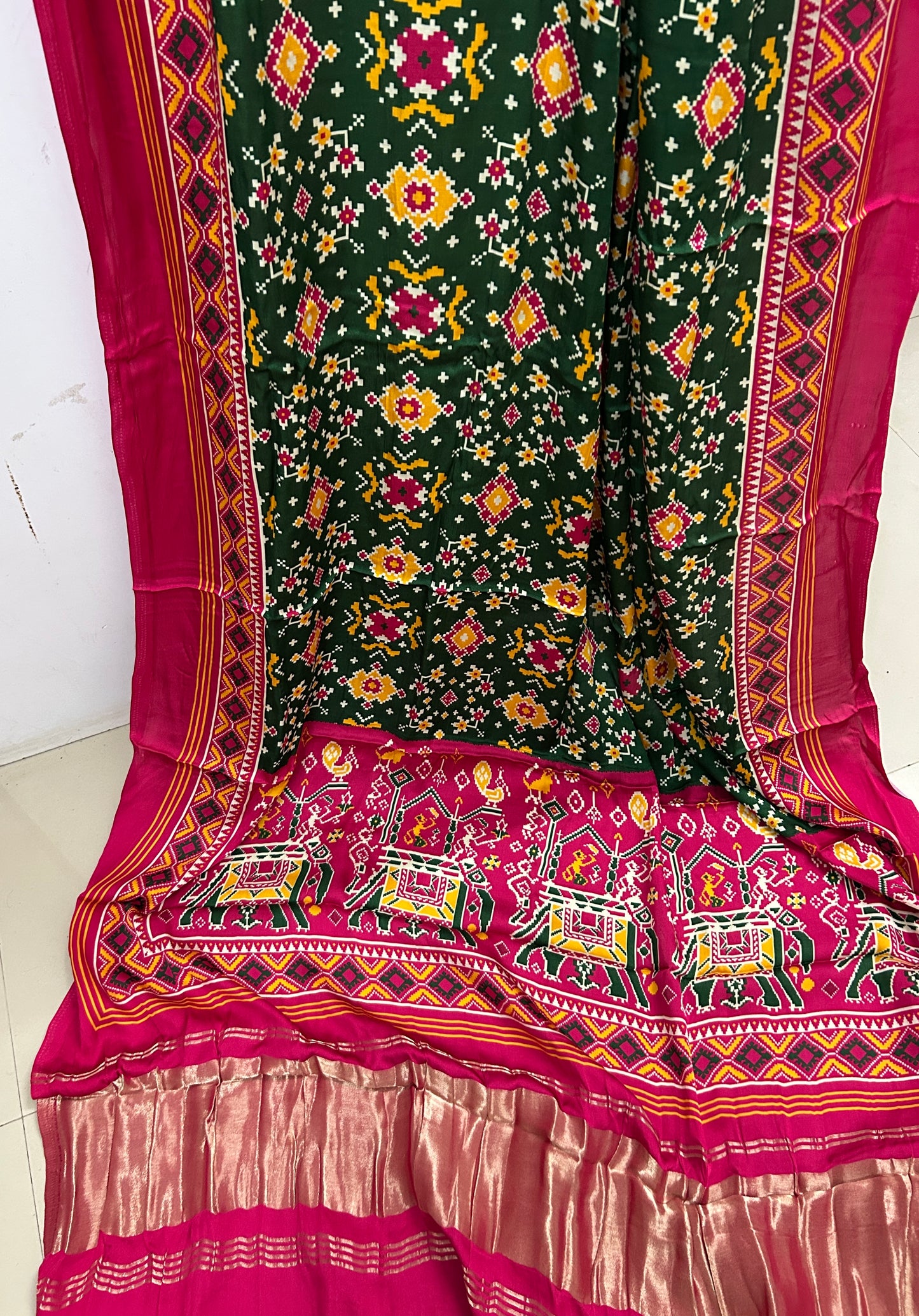 Modal Gajji Silk Patola Print Dupatta with Tissue Pallu