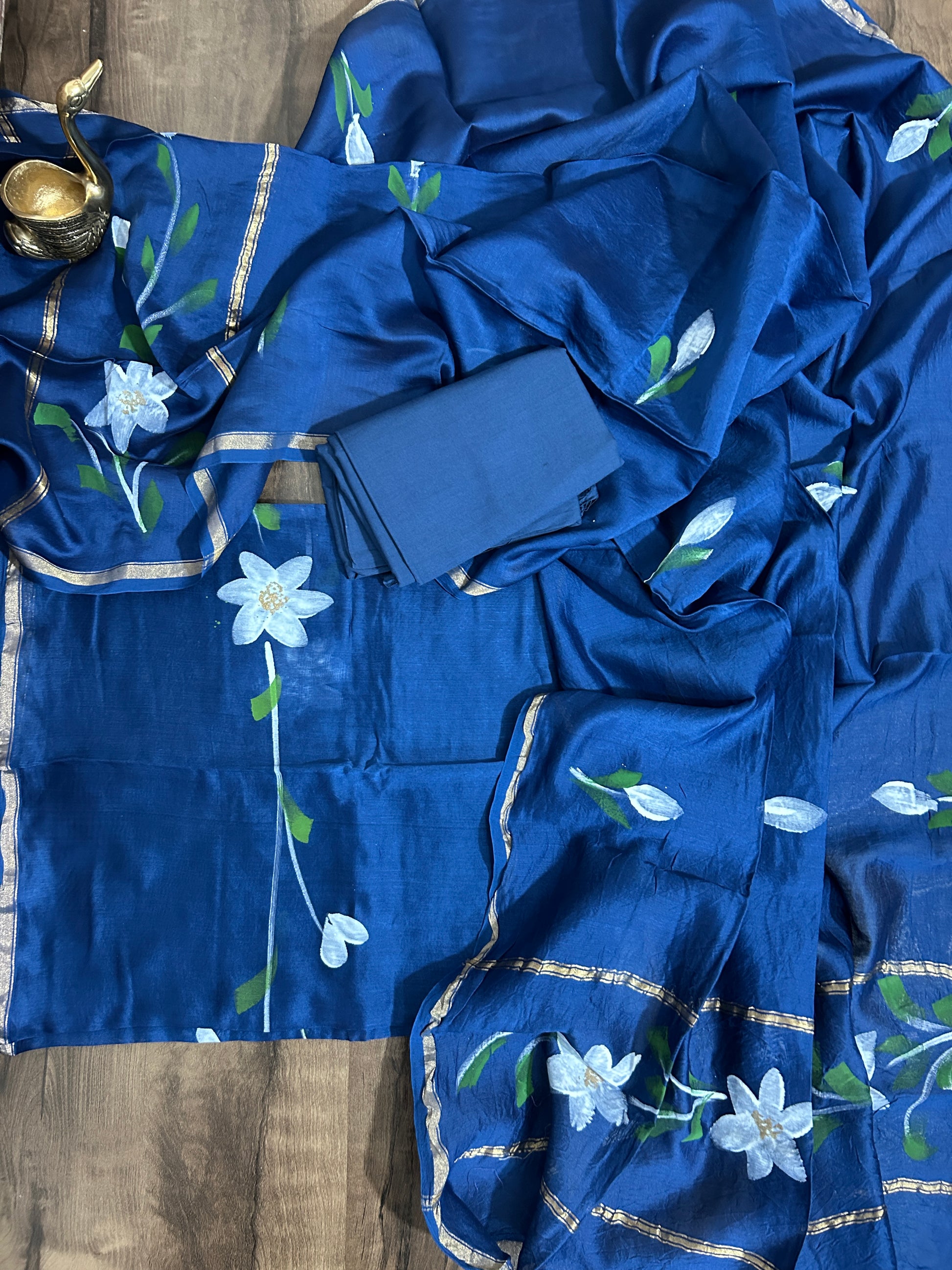 Hand Painted Chanderi Silk Cotton Dress Material
