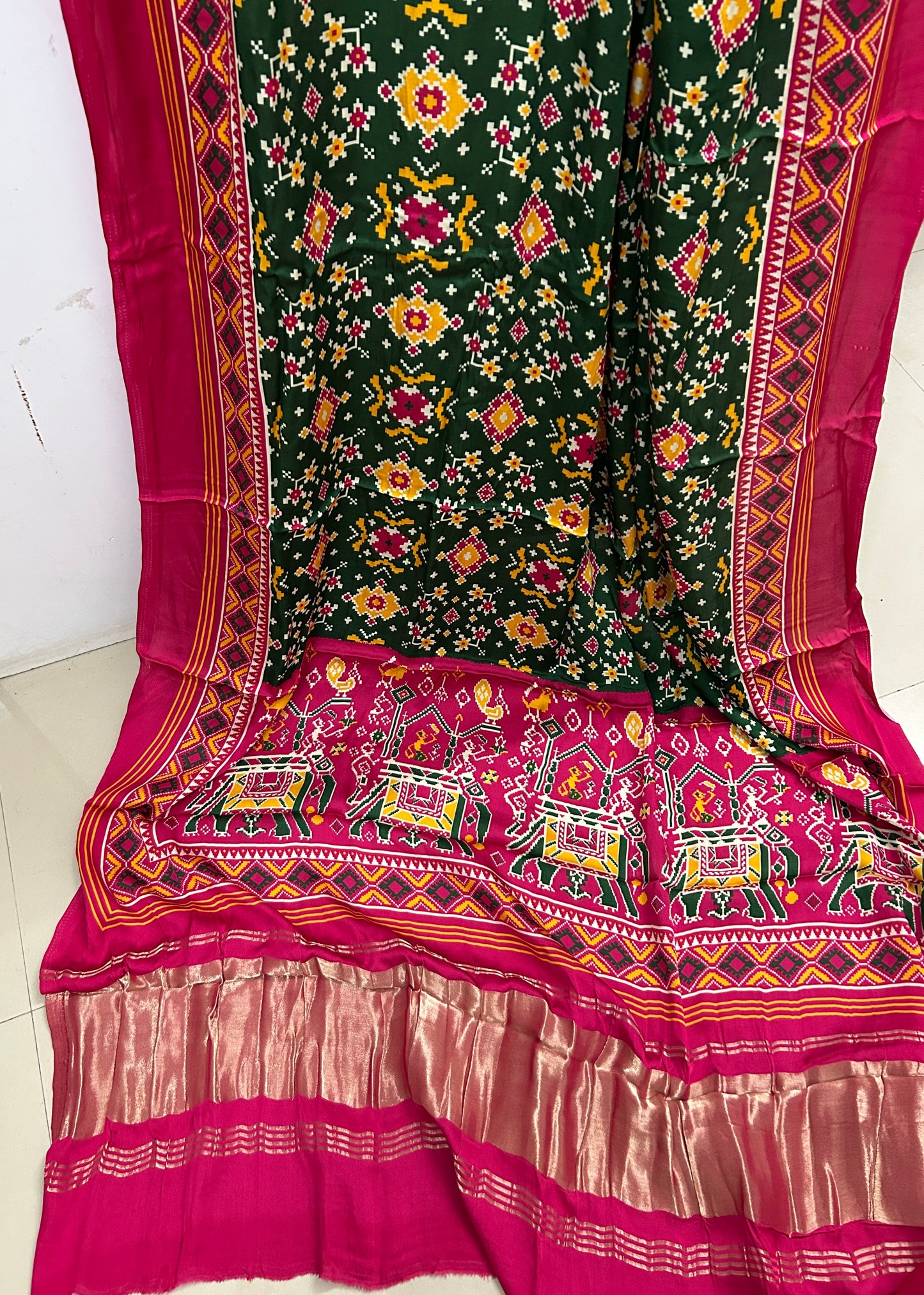 Modal Gajji Silk Patola Print Dupatta with Tissue Pallu