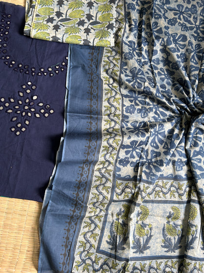 Cotton Mirror Work Dress Material