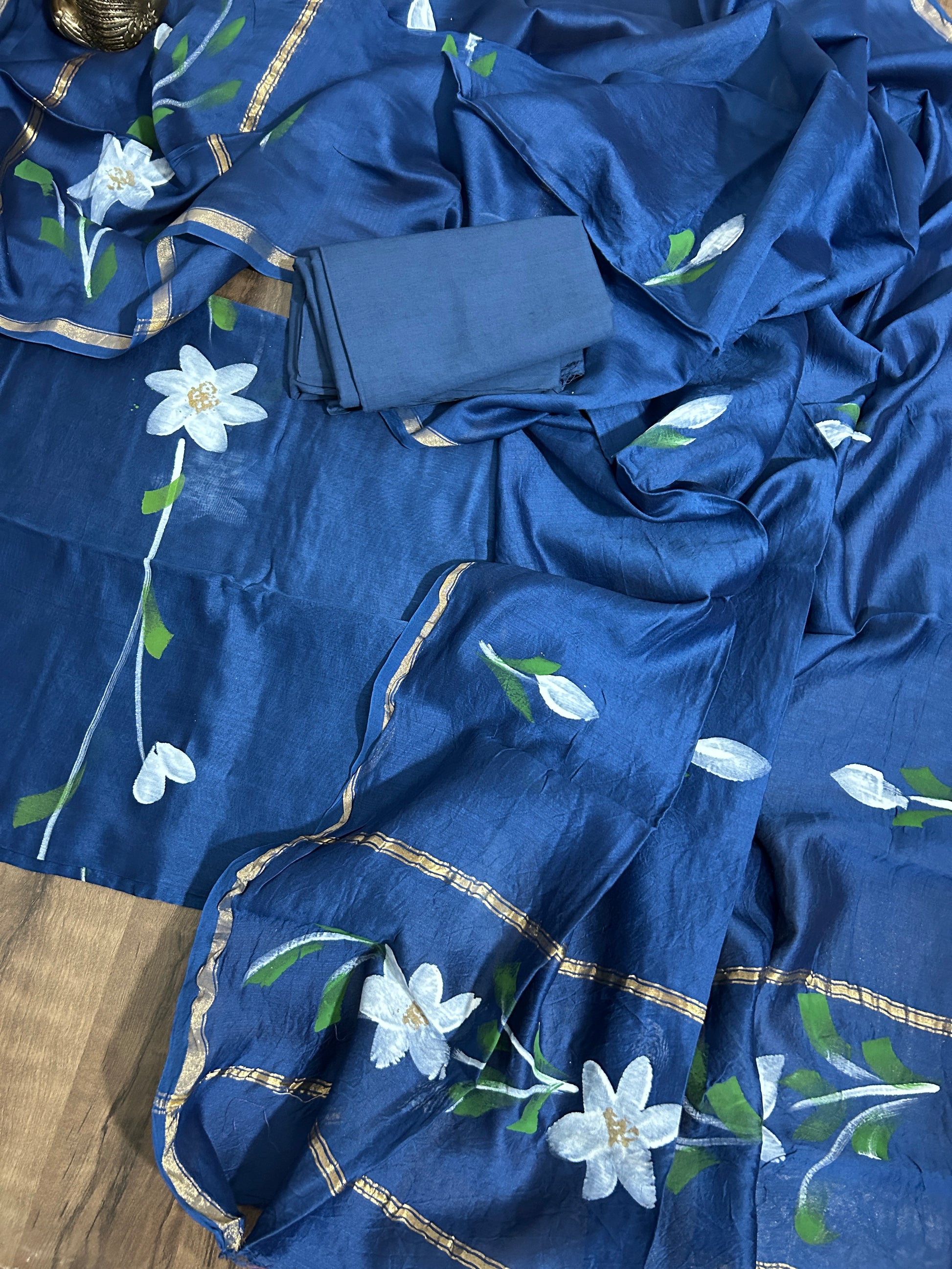 Hand Painted Chanderi Silk Cotton Dress Material