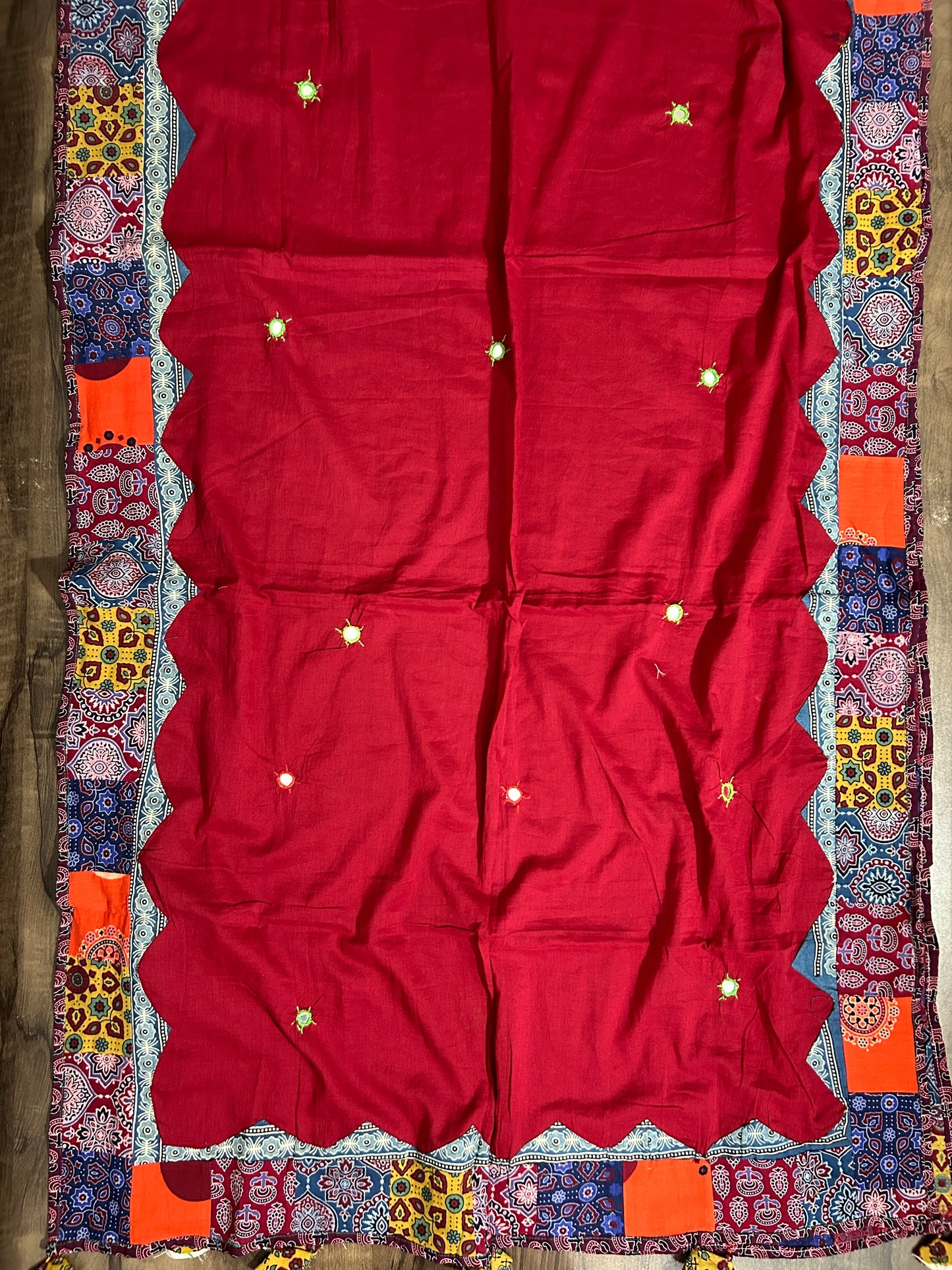 Appliqué and Mirror Work Cotton Dupatta