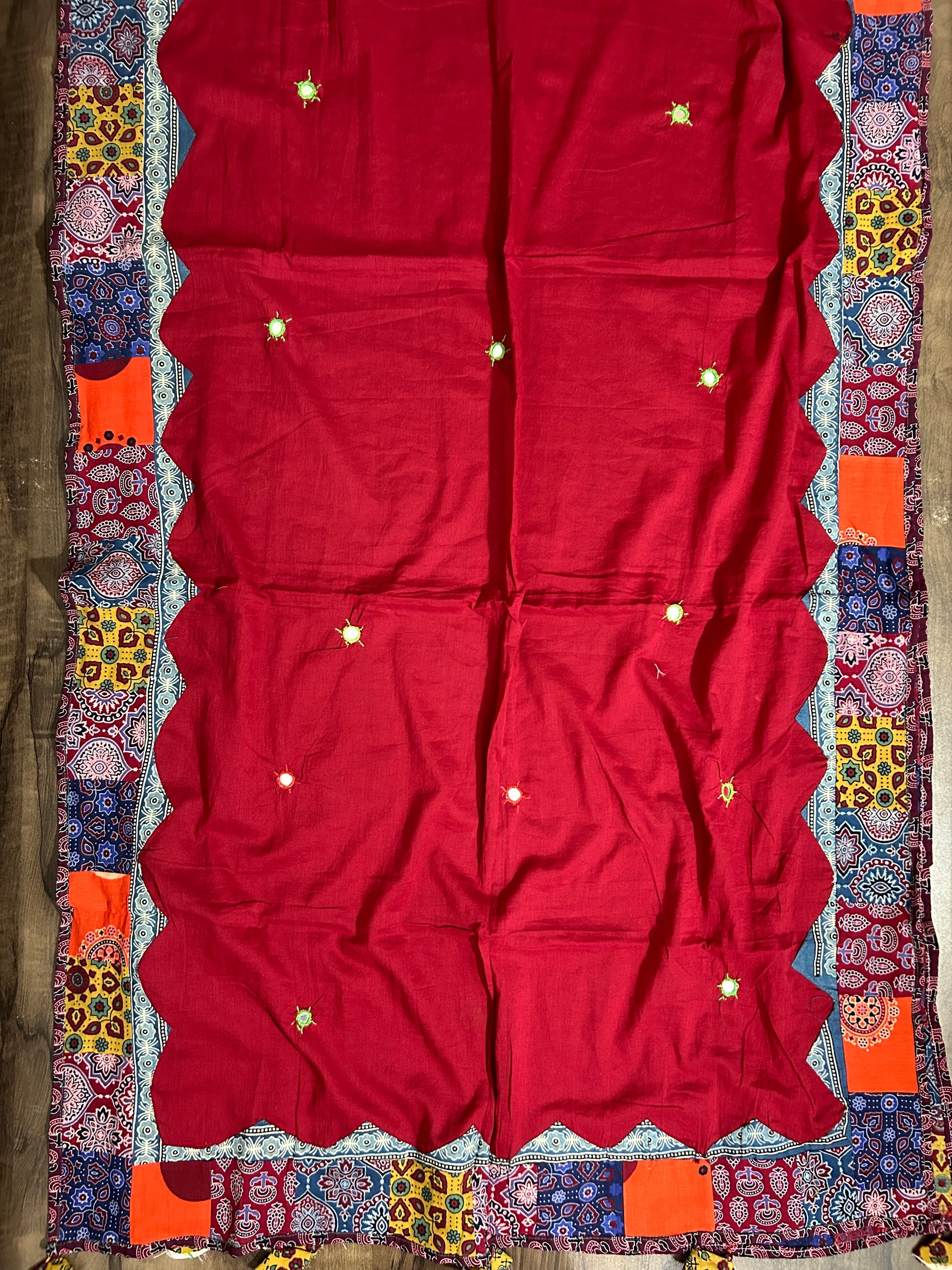 Appliqué and Mirror Work Cotton Dupatta