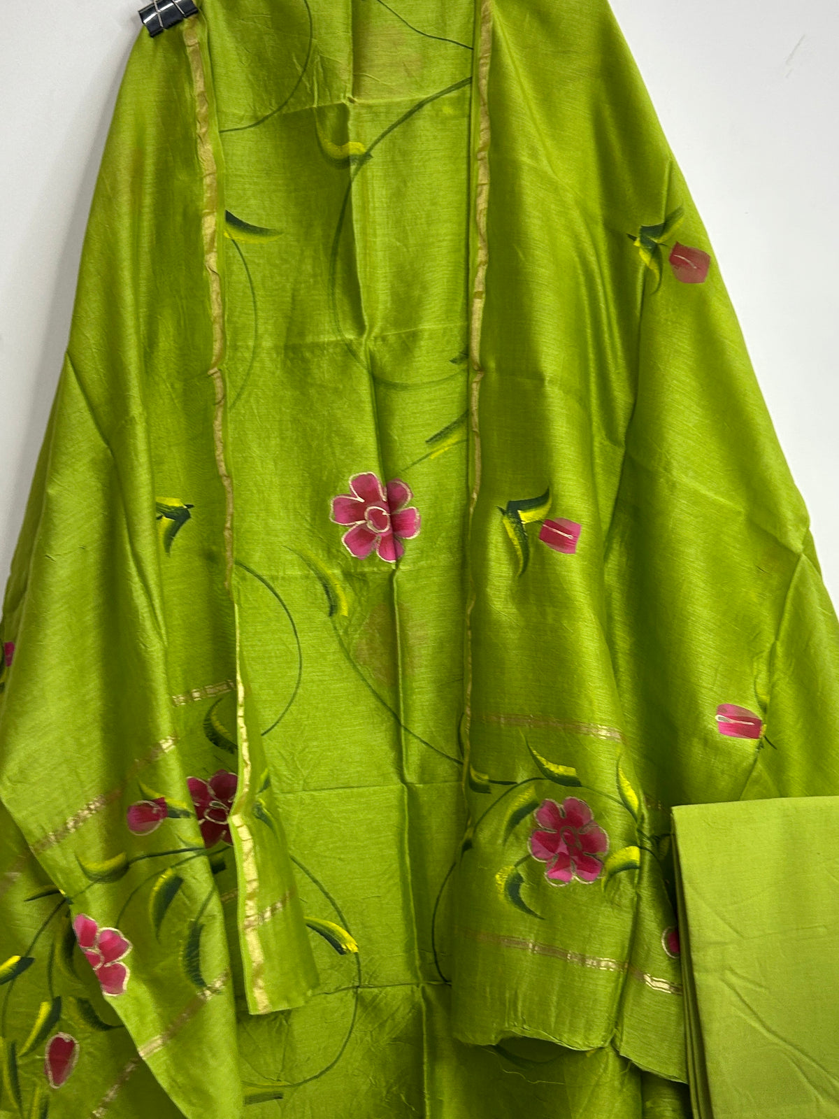 Hand Painted Chanderi Silk Cotton Dress Material