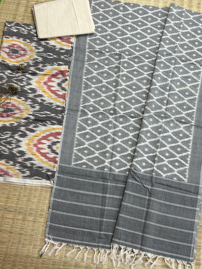Double Ikat Cotton Dress Material with Uzbek top