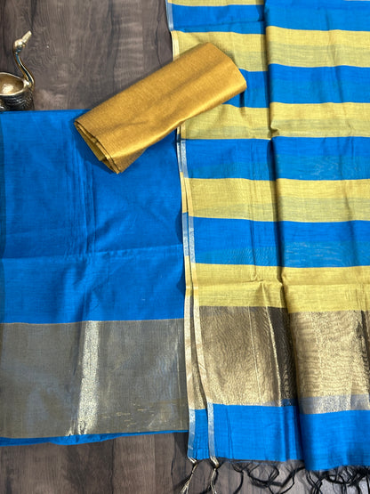 Maheshwari Silk Cotton Dress Material with Tissue pallu