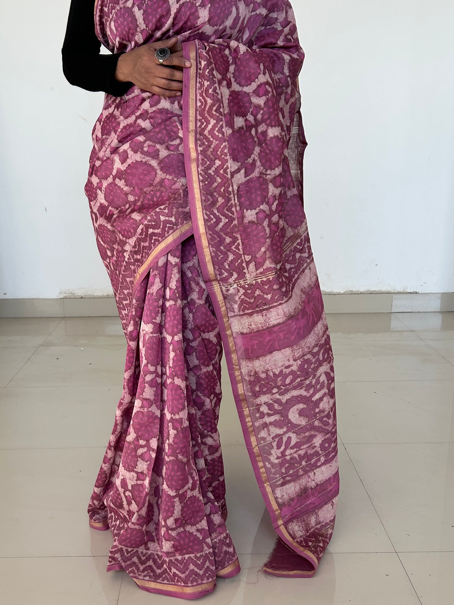 Hand BlockPrinted Chanderi Silk Cotton Saree *