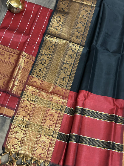 Mangalagiri Silk Dress Material with Kanchi Border