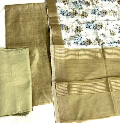 Semi Tussar Silk Dress Material
