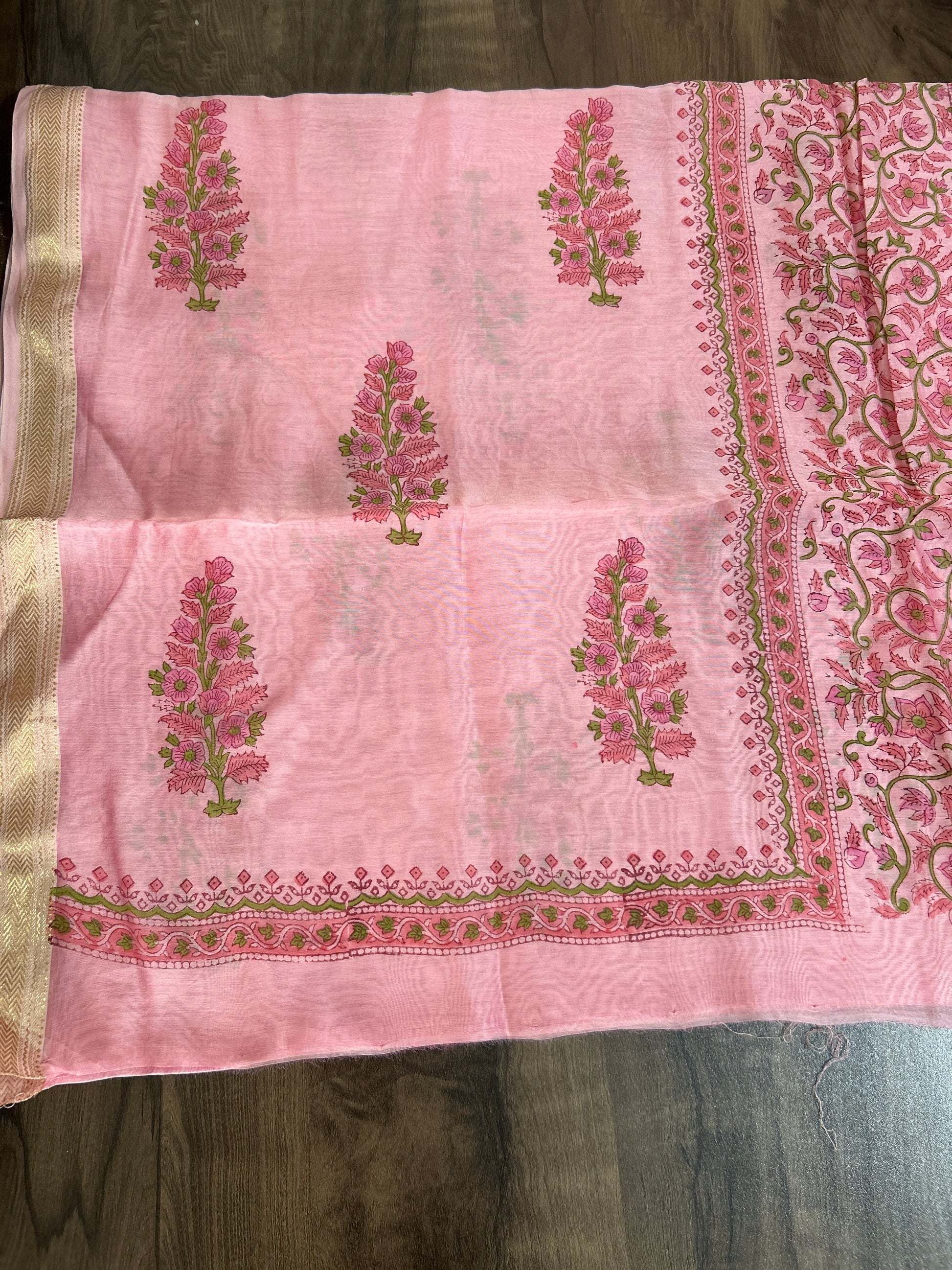 Hand Painted Maheshwari Silk Cotton Dress Material