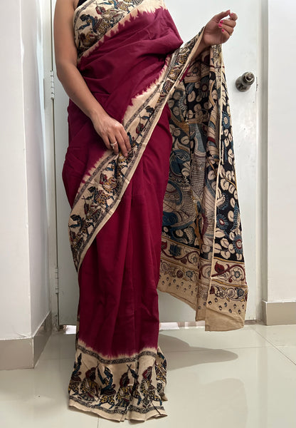 Kalamkari Cotton Saree with Blouse