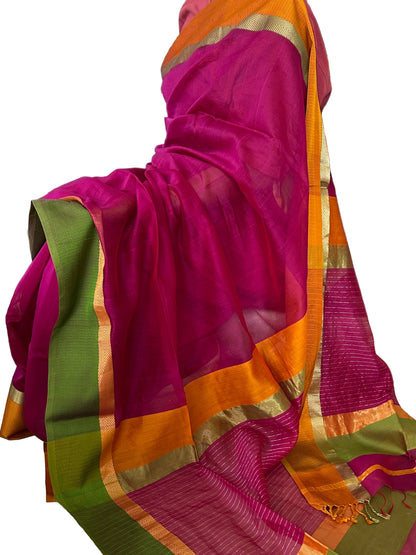 Maheshwari Silk Cotton Saree with Blouse