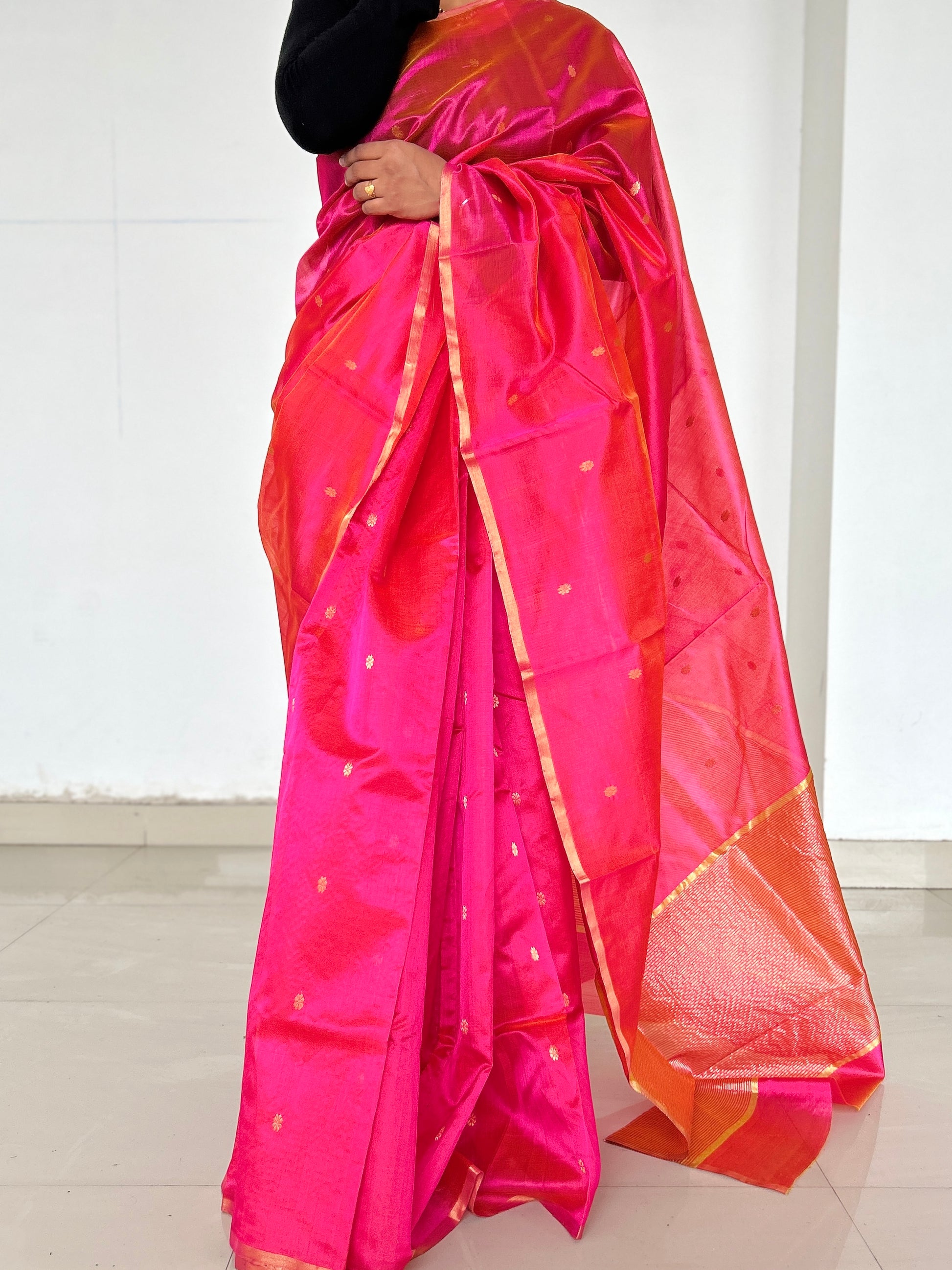 Chanderi Handloom Pure Silk Saree with Blouse&nbsp;
