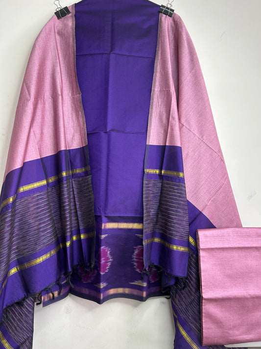 Ikat Silk Cotton Dress Material