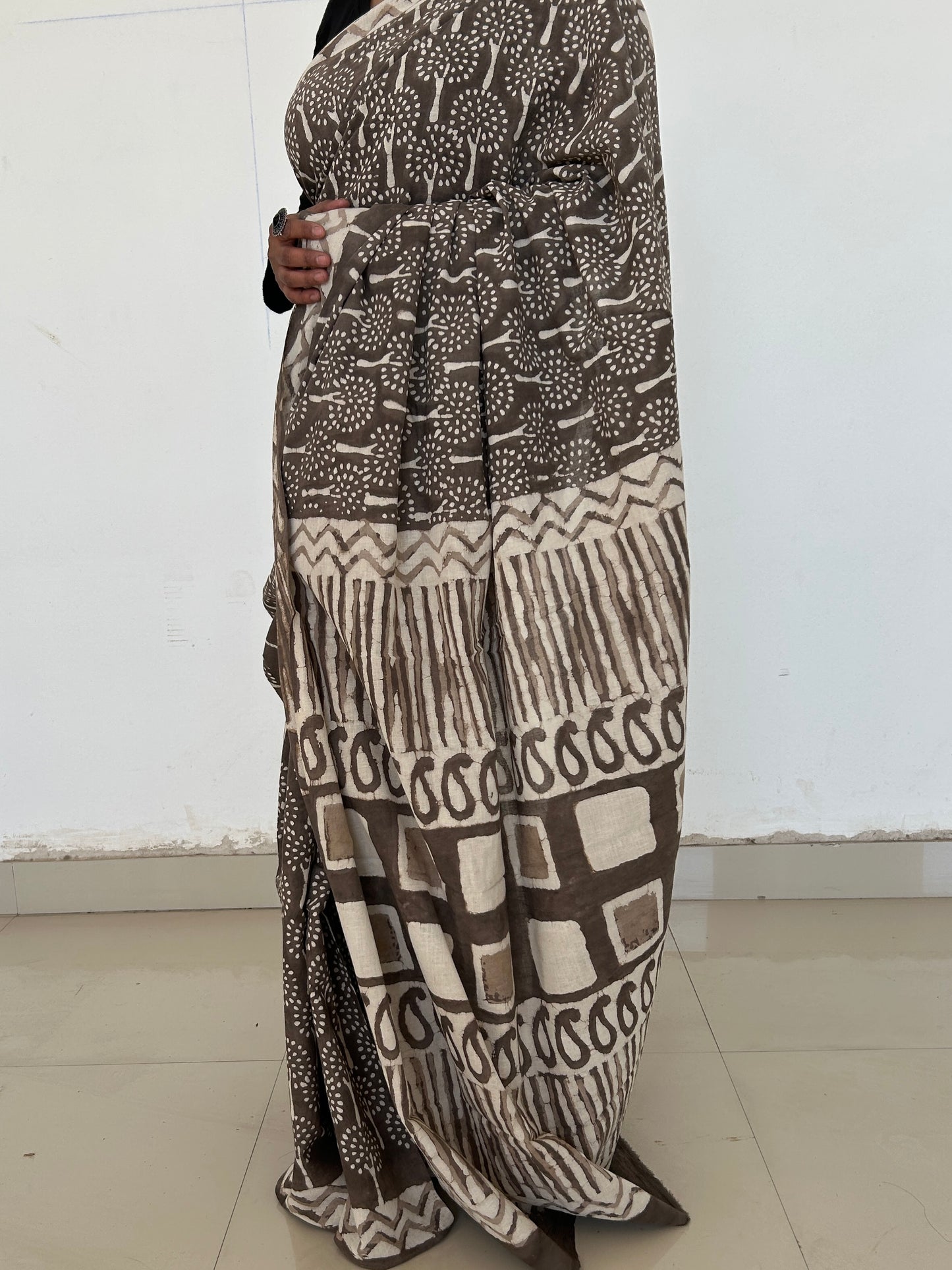 Dabu Hand Block Printed Cotton Saree *