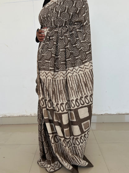 Dabu Hand Block Printed Cotton Saree *