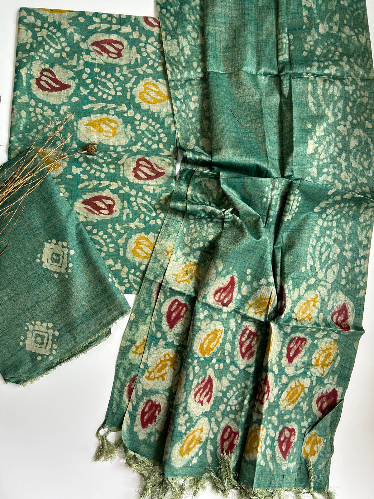 Batik Tussar Silk Dress Material