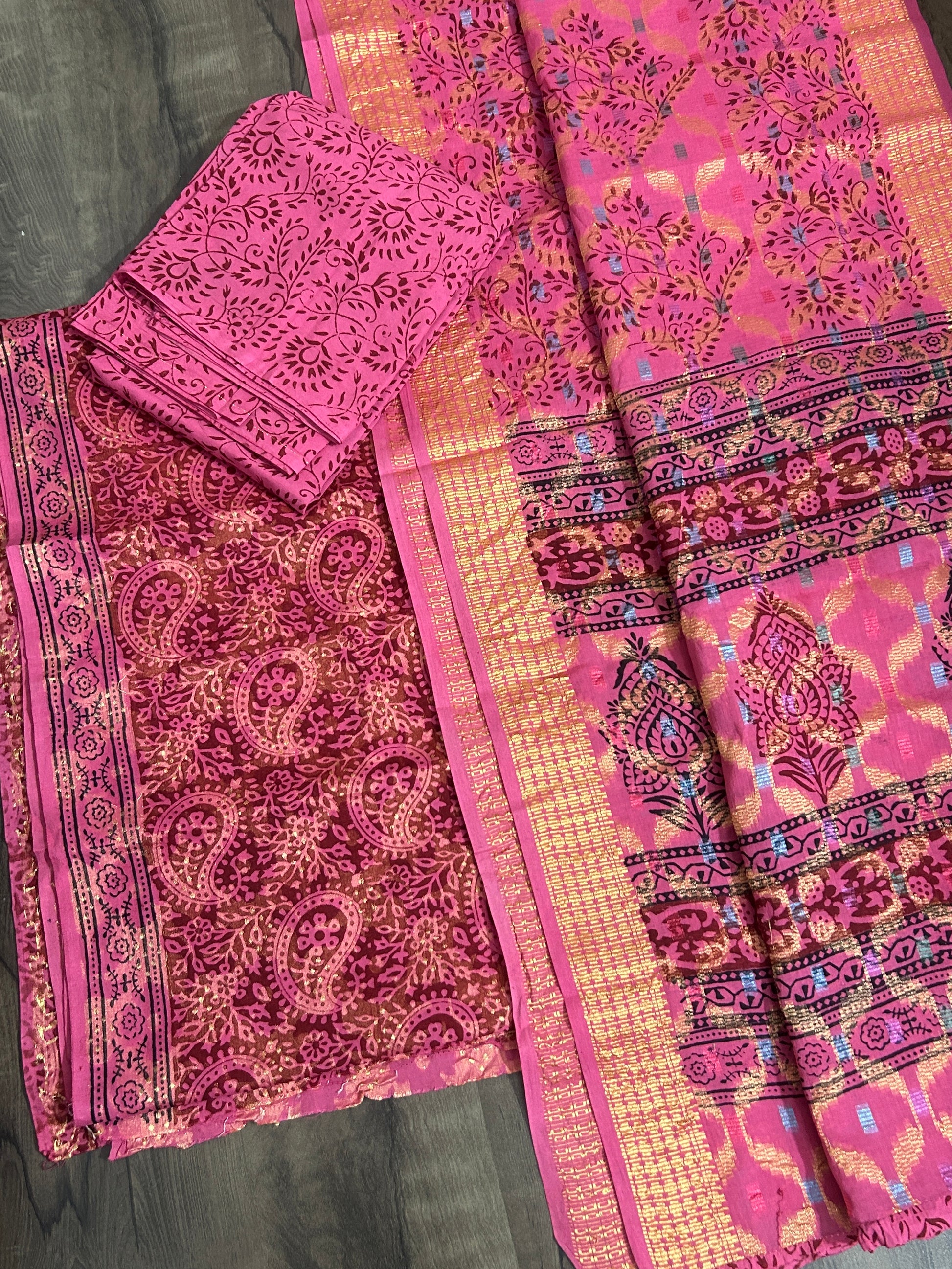 Bagh Print Cotton Dress Material